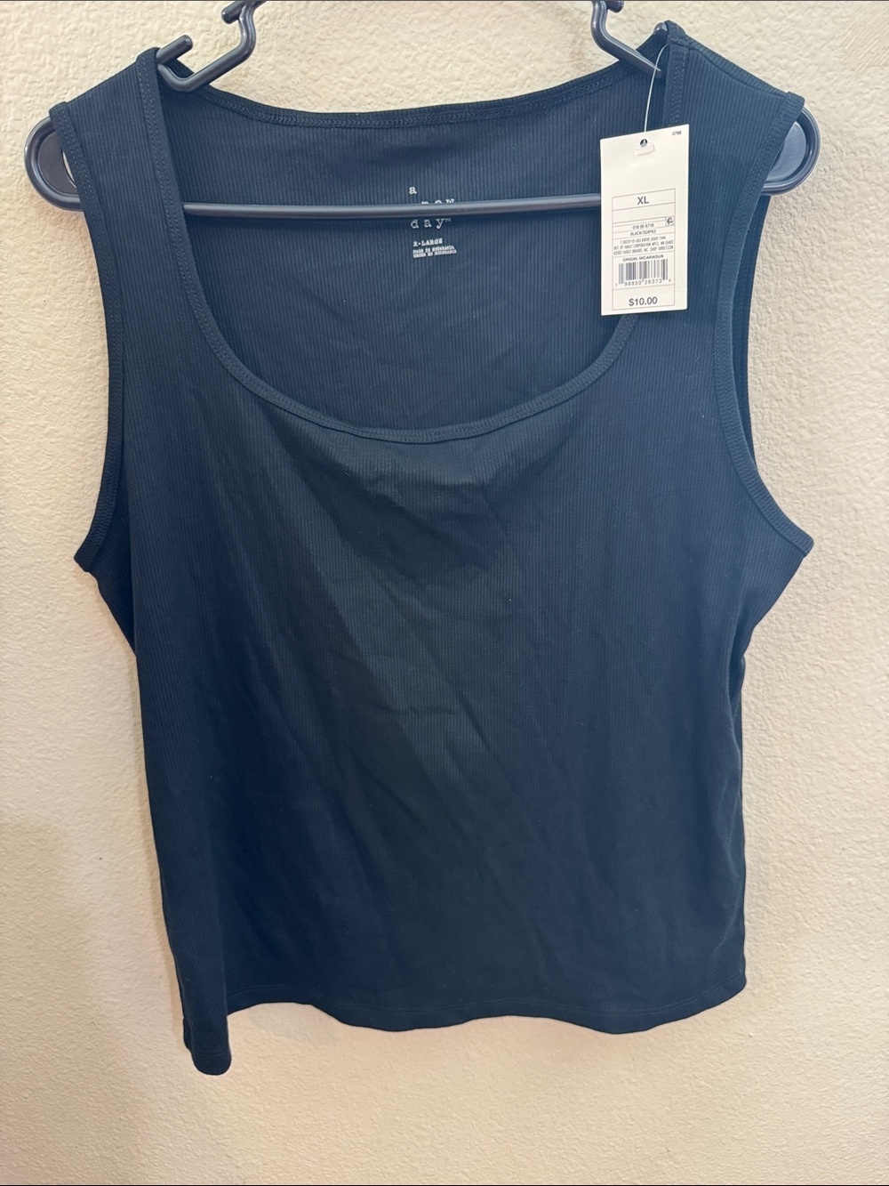 a new day Black Ribbed Tank Top